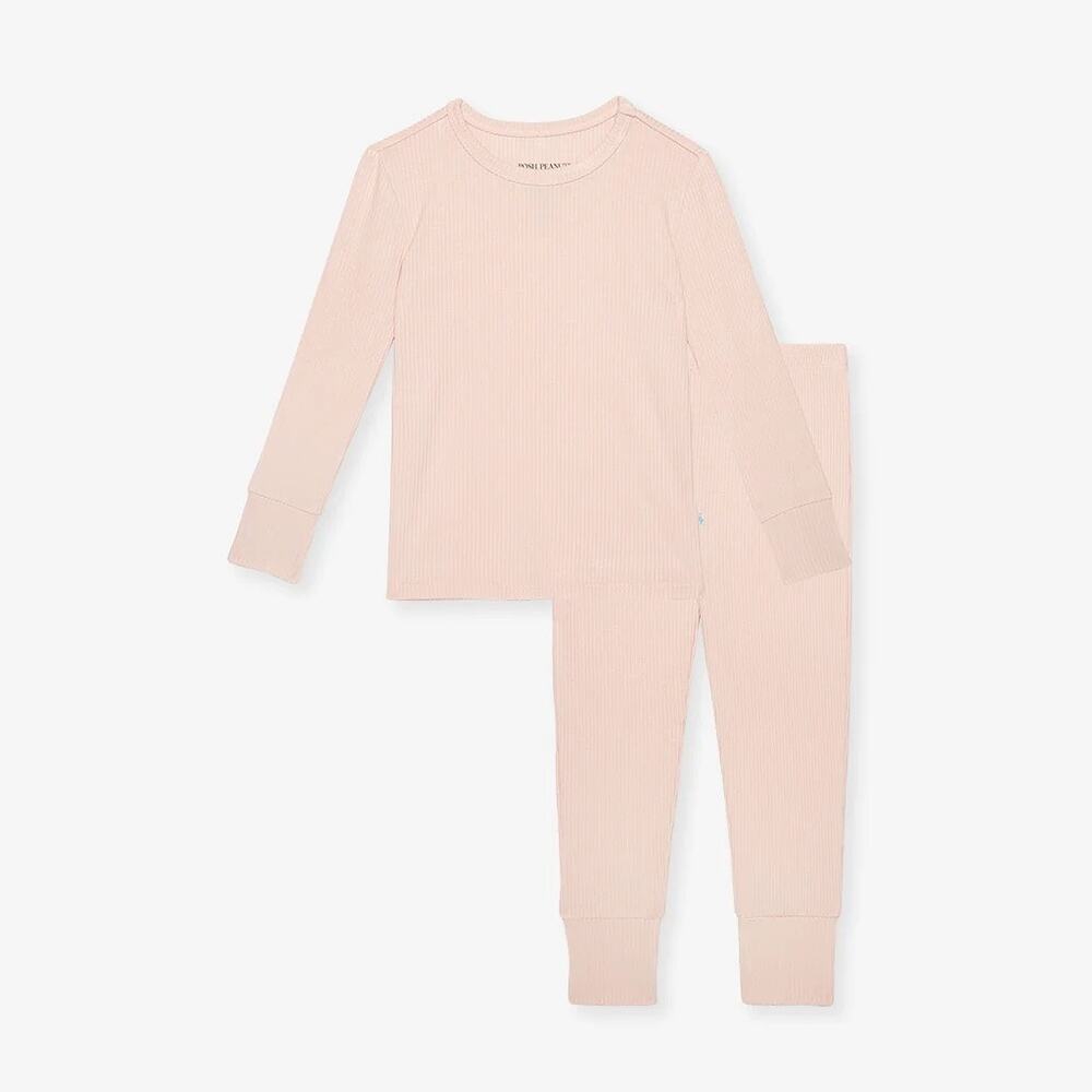 Posh Peanut Girls' Ribbed Pajama Set - Sandy Blush